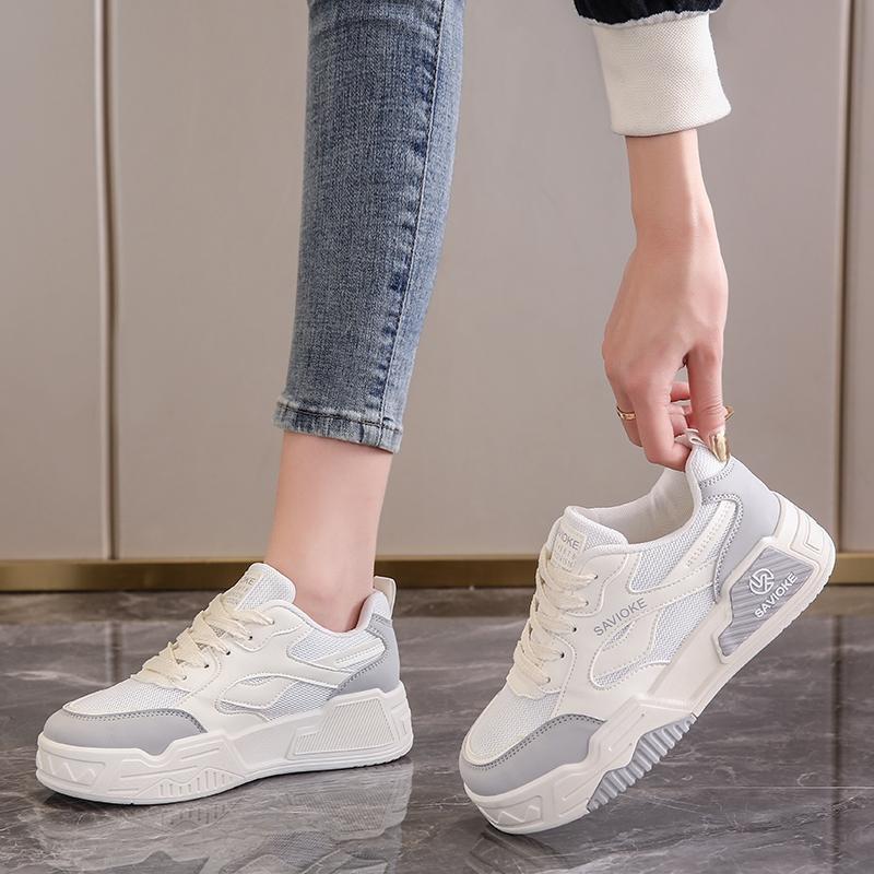 Fashion CRLAYDK Summer Women's Platform Sneakers Skateboard Walking Casual Shoes Ladies Breathable White Lace Up Sports Shopping Tennis