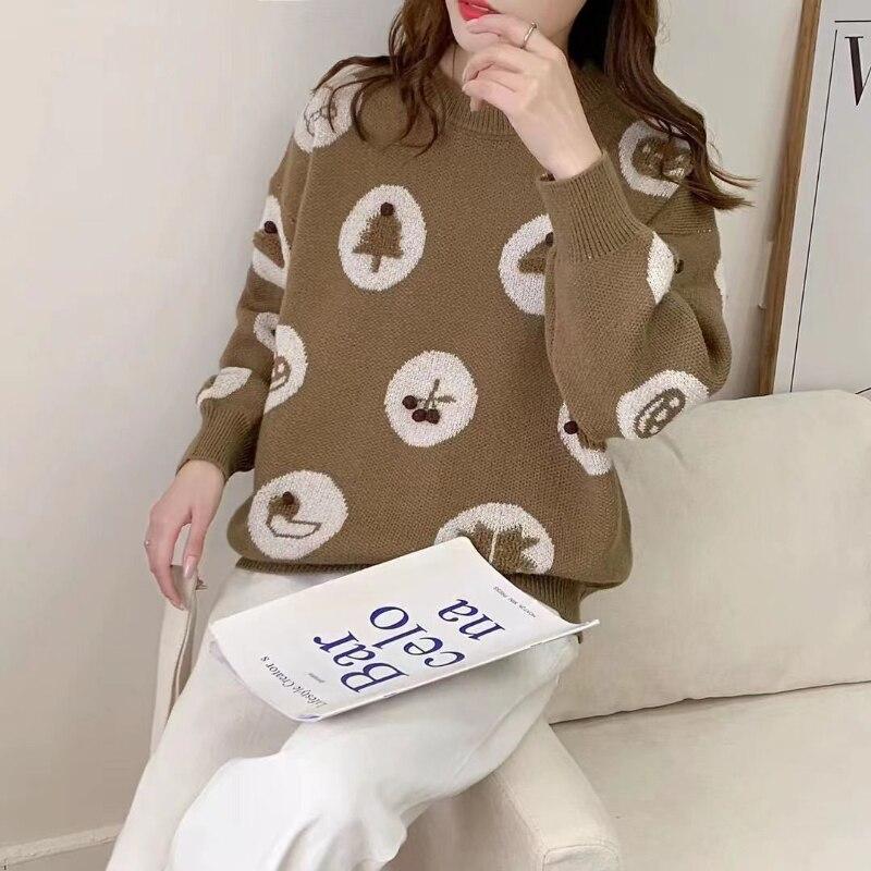 

Пуловер в западном стиле свободный рождественский свитер подруга o шея с длинным рукавом повседневная праздничная атмосфера осень и зима свитер