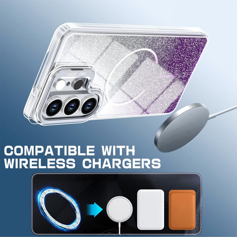 Glitter Gradient for Magsafe Bracket Case for Samsung Galaxy S26 Ultra S25 Plus S24 FE A56 A37 A17 Magnetic Holder Stand Cover
