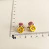 Dripping Enamel Flower Series Real 925 Silver Gold Plant Stud Earrings For Women Small Niche Accessories