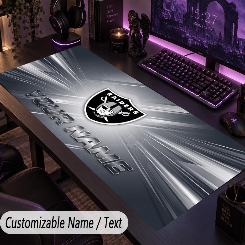 Tappetino per Mouse Grande Las Vegas Raiders Testo Nome Personalizzato Tappetino da Scrivania Personalizzato Tappetino da Gioco Antiscivolo