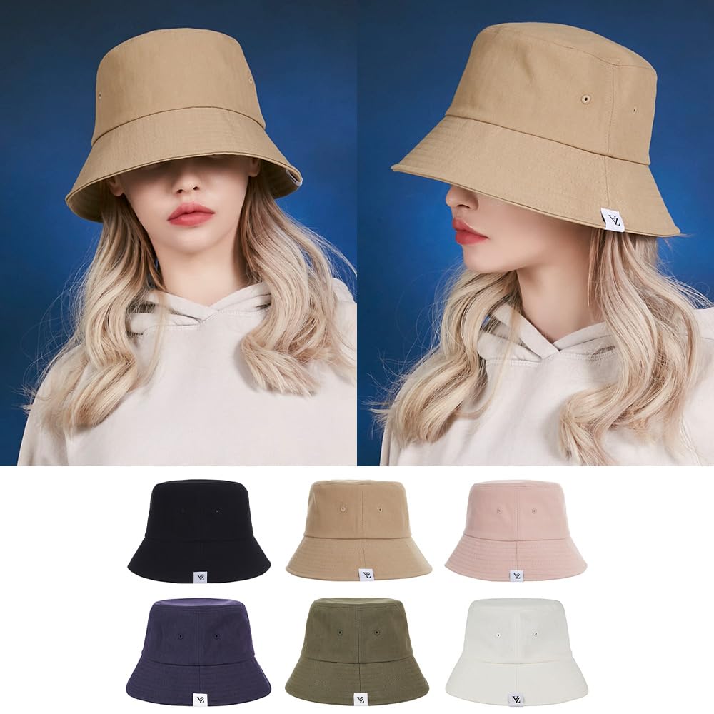 Herringbone label bucket hat Beige [VARZAR]