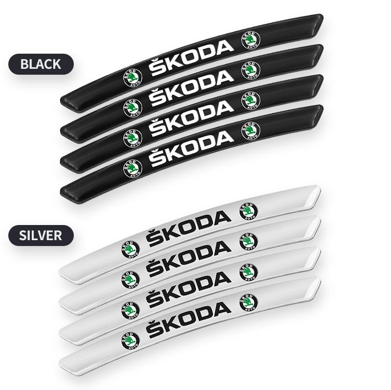 DZXB5 4Pcs Car Wheel Hub Badge Tire Rim 3D Stickers For Skoda Octavia MK2 MK 2 3 A5 A7 A8 Fabia Karoq Superb Rapid Kamiq Scala