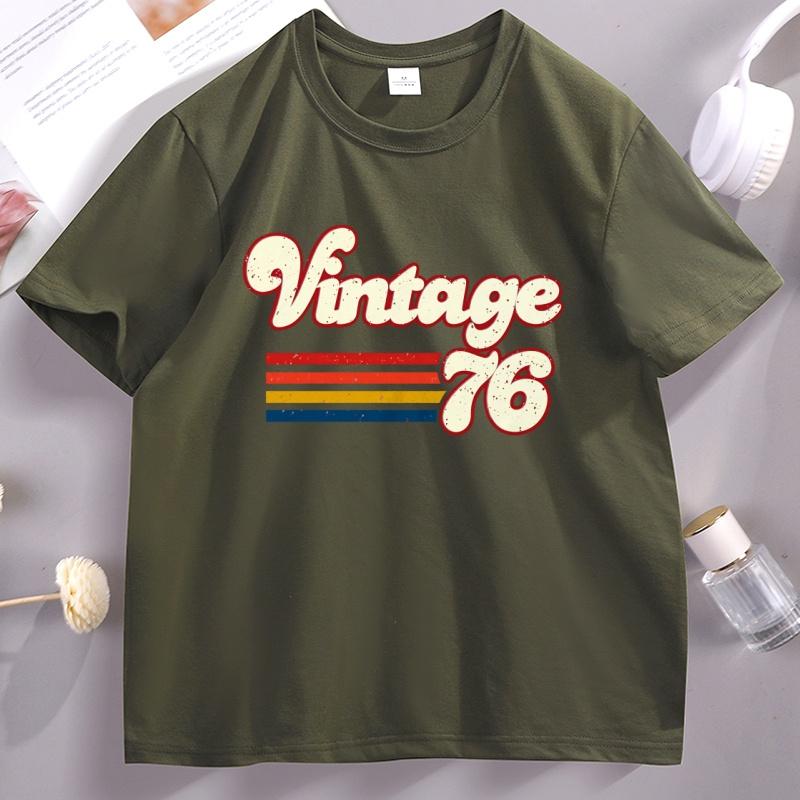 1976 Vintage Birthday Tshirt Cotton Short Sleeve 50th Birthday for Women Unisex Tshirt Printed Round Neck Short Sleeve Streetwear