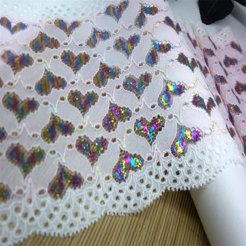 Elastic Lace, 14cm wide Multicolor Stretchy Spandex Lace Trim for Lingerie, Dress, Garment, Sewing & Crafting