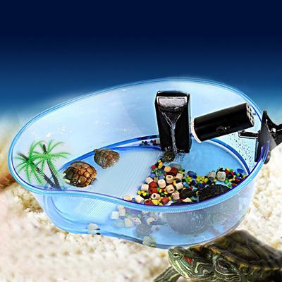 Zuchtbox mit Plattform Habitat See-Schmuckschildkröte Reptilien-Aquarium mit Simulierten Pflanzen