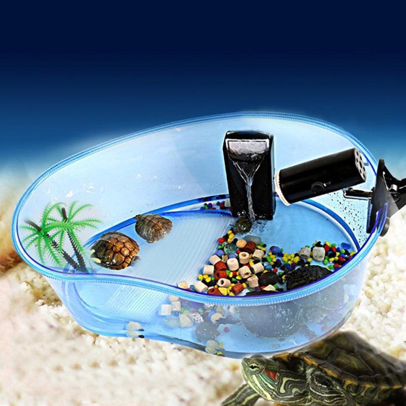 Zuchtbox mit Plattform Habitat See-Schmuckschildkröte Reptilien-Aquarium mit Simulierten Pflanzen