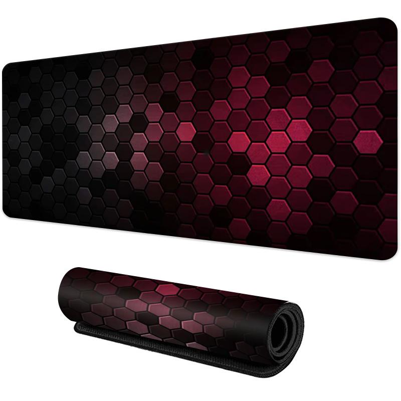 Large gaming Mouse Pad Big Red Blue gradient design nonslip rubber sewn edge gaming desk mat keyboard gamers and office work