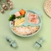 Baby Plate, Silicone Suction Toddler Plates Baby Weaning Plate Divided Plate with Spoon Fork for Kids