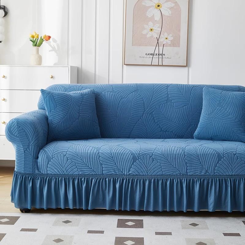 New Skirted Sofa Cover All Purpose  Four Season Anti Cat Scratch  Straight Row Three Seat Sofa Cover Cloth