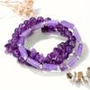 4x13 Square Column Cylindrical Crushed Stone Three Piece Bracelet Amethyst Bracelet