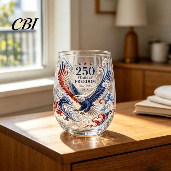 Patterned Translucent Glass Cup, Egg Shape Clear Lead-Free Crystal Enamel Painted Golden Rim Water Cup Vintage Drinking Tumbler, Large Capacity
