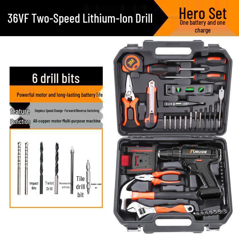 Electric Drill & Multi-Tool Set for Household and Woodworking Repairs.