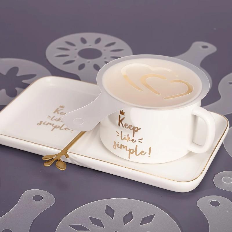 Latte Art Template Coffee Decorating Tool, Reusable Stencils for Barista, Beginner Homemade Coffee Decoration Tool