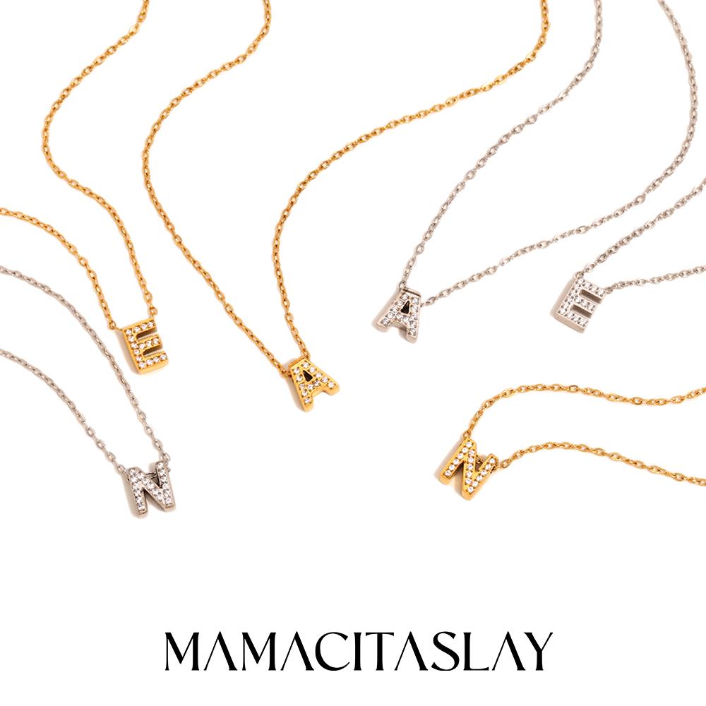 MamacitaSlay Classic 316L Stainless Steel Letter Necklace Waterproof 18K Gold Plated Jewelry Women's Elegant Neck Jewelry Gift