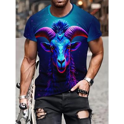 Tricou de vară cu mânecă scurtă plus size pentru bărbați, ținută, tricouri cu imprimeu de vite, tricou casual sport pentru bărbați