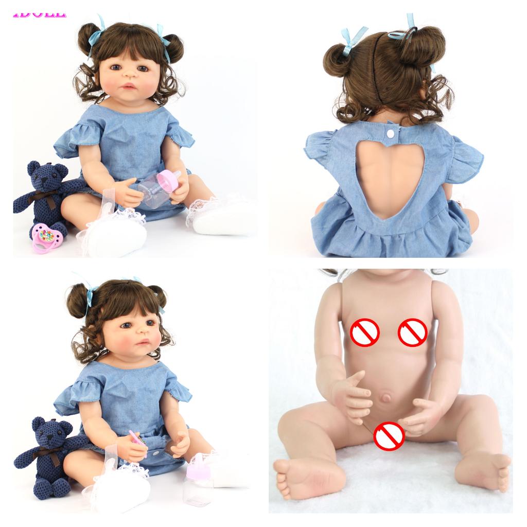 BZDOLL 55cm pełna silikonowa lalka Bebe Reborn realistyczne miękkie winylowe księżniczka jednorożec dzieci dziewczyna zabawka do kąpieli prezent urodzinowy dla dzieci