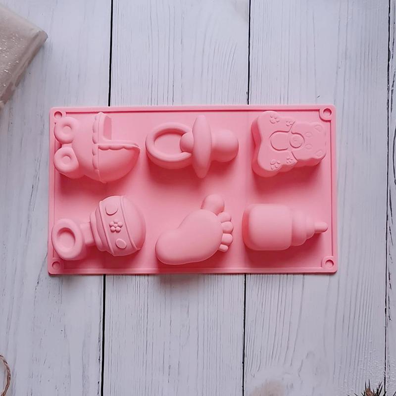 Cute Pacifier Baby Stroller Small Foot Shape Silicone Mold Cake Jelly Diy Chocolate Candy Soap Candle Mold Party Supplies