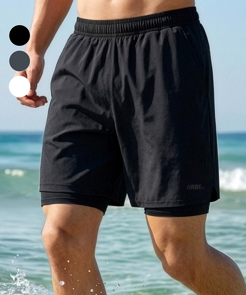 Helingbon Men'S Water Leggings Two-In-One Rash Guard Swim Pants (3 Colors) / Ai334M