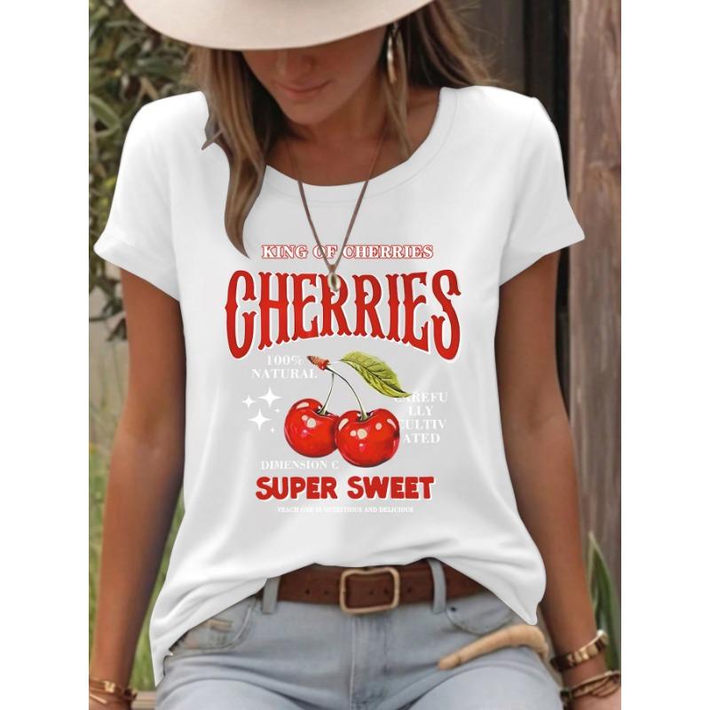 

Женская модная летняя футболка с короткими рукавами вишневого цвета XXL белый