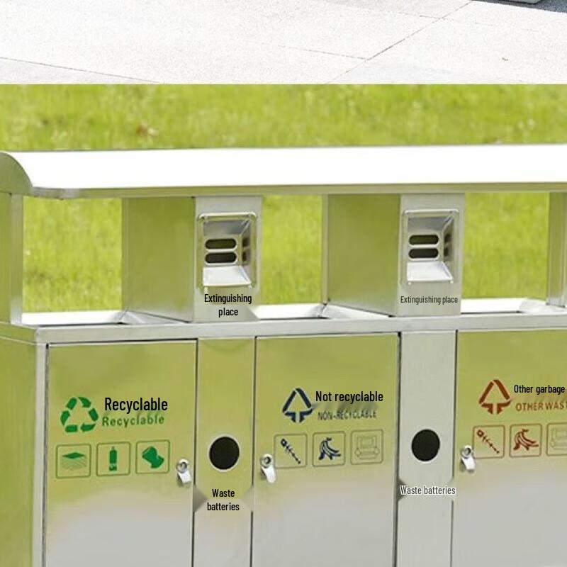 WEZHO Outdoor Stainless Steel 4-Compartment Recycling Bin