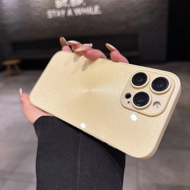 For IPhone 16 Promax Ice Crystal Sparkling Powder Phone Case for Apple 15 All Inclusive Anti Drop Magnetic Simple Protective Cover