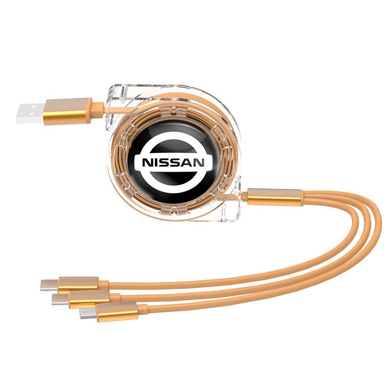 3 In 1 Micro USB Type C Charging Cable Multi Charger For Nissan Qashqai Juke Pulsar Sentra Altima Patrol Micra Rogue Almera Vers