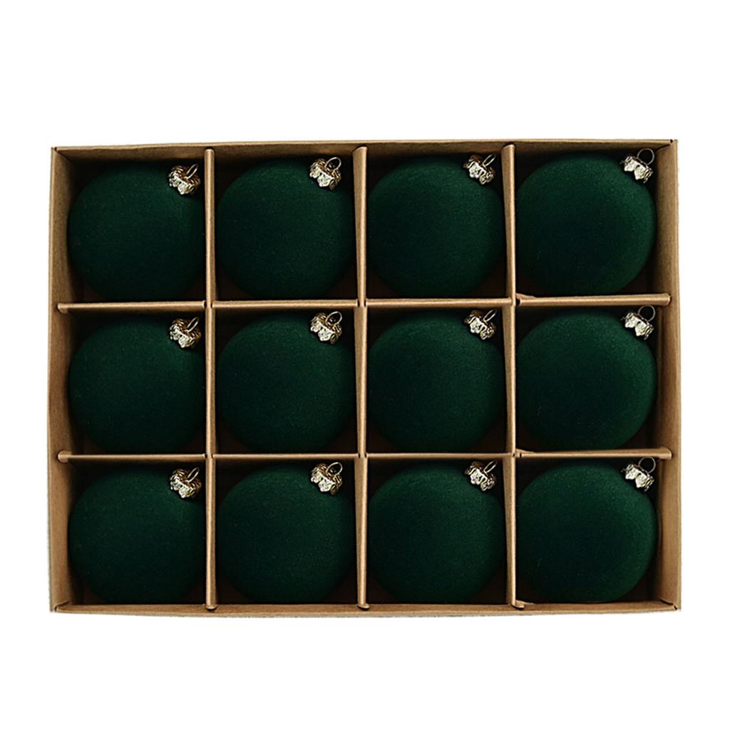 12Pcs Christmas Ball Ornament 6cm Multiple Colors Flocking Designs Decoration For Holiday Wreath Garland And Tree