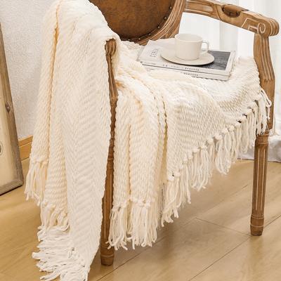 Throw Blankets for Couch, Textured Knit Woven Blanket,Super Soft Warm Decorative Blanket with Tassels for Couch, Bed, Sofa and Living Room