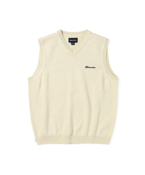 Thisisneverthat Knit Vest Script Logo Ivory S