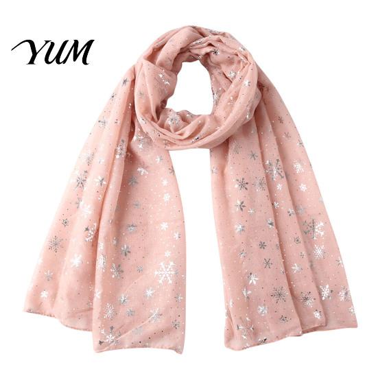 Feiertags-Accessoire Glitzernd Funkelnd Folien-Schneeflocken-Print Schal für Damen, Weihnachten Warm Hals-Thema Schal Wickel, Herbst Winter Leicht