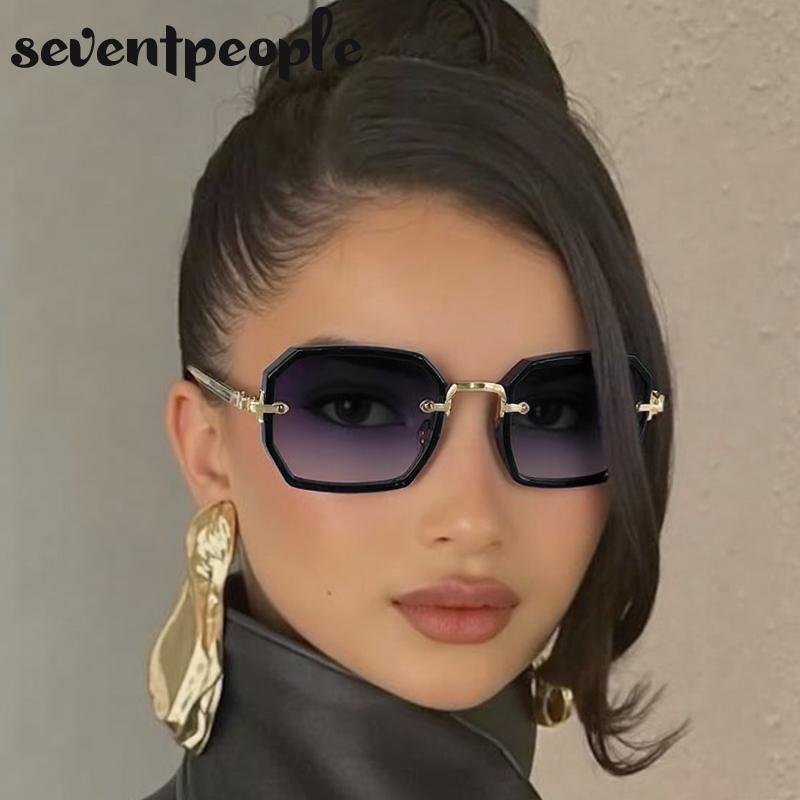 Small Frame Square Punk Sunglasses Women Luxury Brand Vintage Steampunk Metal Polygon Sun Glasses Trendy Driving Shades