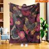 1pc 2D Flat Printing Spring And Summer New Arrival Deep Purple And Pink Floral Butterfly Theme Digital Print Blanket, All-Season Use, Casual Throw, 10
