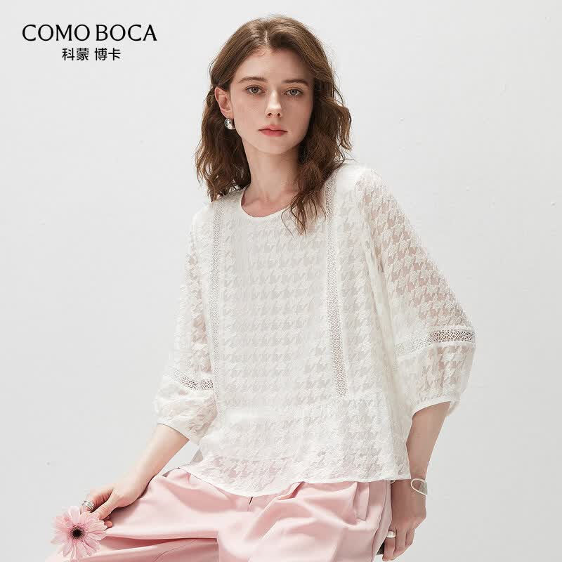 Kemeng Boca 2026 S/S Long-Sleeve Embroidered Silk Top XL