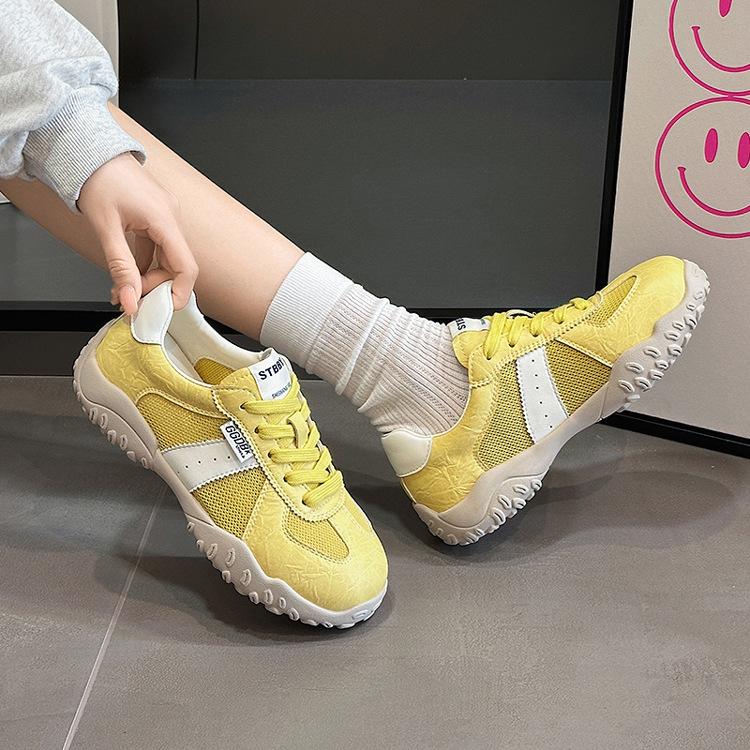 

Retro women s spring new comfortable and versatile breathable sports and leisure shoes 40 жёлтый