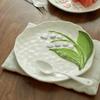 Relief Flower Ceramic Plate Coffee Shop Afternoon Tea Dessert Snack Plate Home Delicious Dish Dining Plates Exquisite Tableware