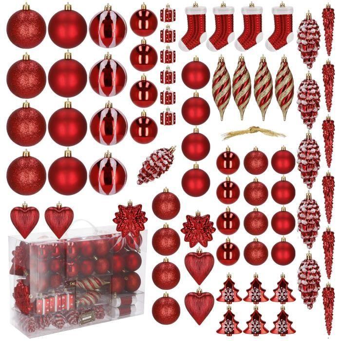 Boules de Noël - SPRINGOS - 72 pcs - Incassables - Plastique - Rouge et Or