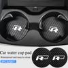OPQ1 2Pcs Carbon Fiber Coaster Car Water Cup Anti-slip Pad Mat Auto Interior For Volkswagen VW  Tiguan GTI RLine R Golf Amarok T5 ID3