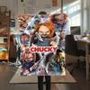 1PC Chucky Print Flannel Blanket, High quality All Seasons, Home Decor, Warmth and Comfort, Perfect for Christmas Gifts