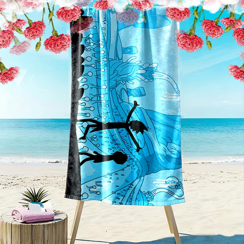Rick and Morty Print Beach Towel, Large Soft Quick Dry Towel for Beach Camping Swimming