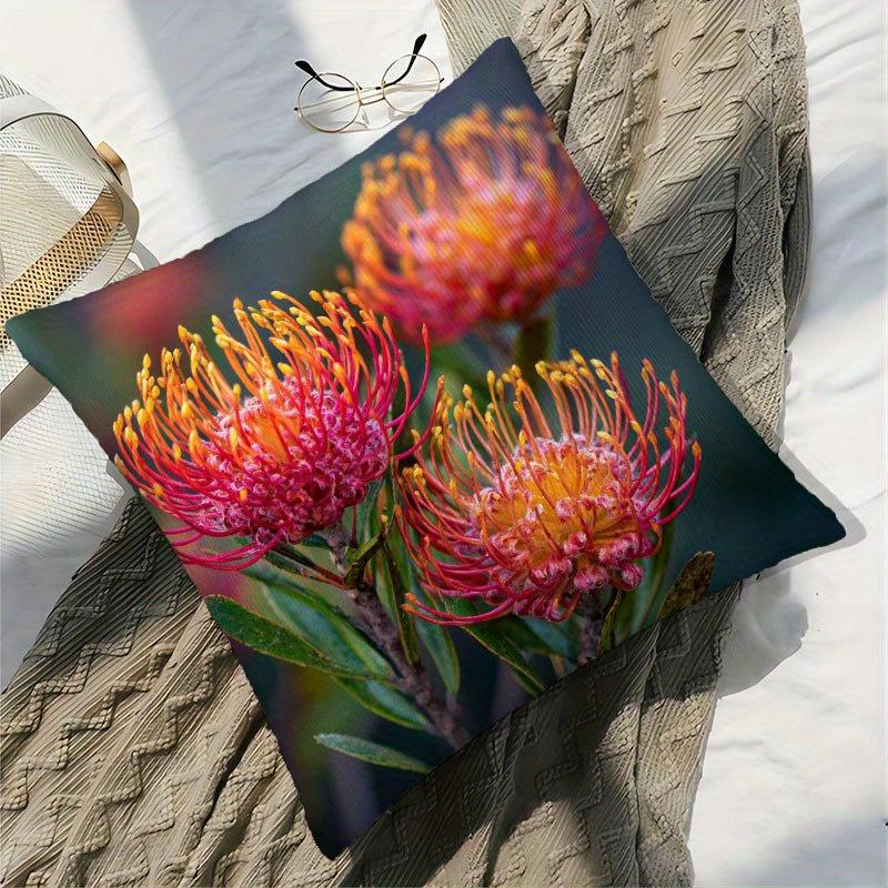 Vibrant Pincushion Protea Flower Pillowcase, Natural Botanical Cushion Cover, Home Decor for Sofa Pillow insert not included