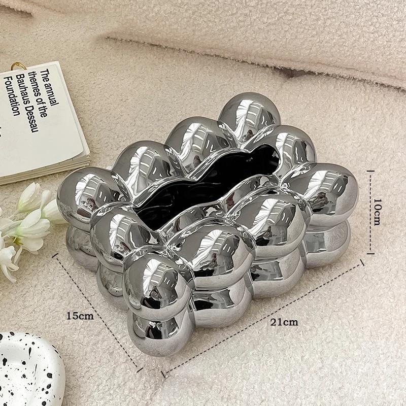 Nordic Tissue Boxes,Ceramic Plating Tissue Box,Luxury Facail Tissue Cover,Napkin Holder Case,for Living Room Bedroom Home Decor