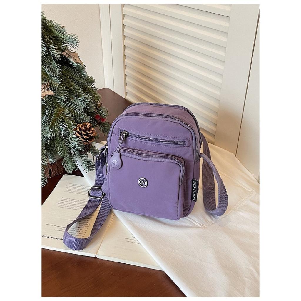 Shoulder Bag Women Nylon  Multi Compartment Adjustable Strap Daily Commute