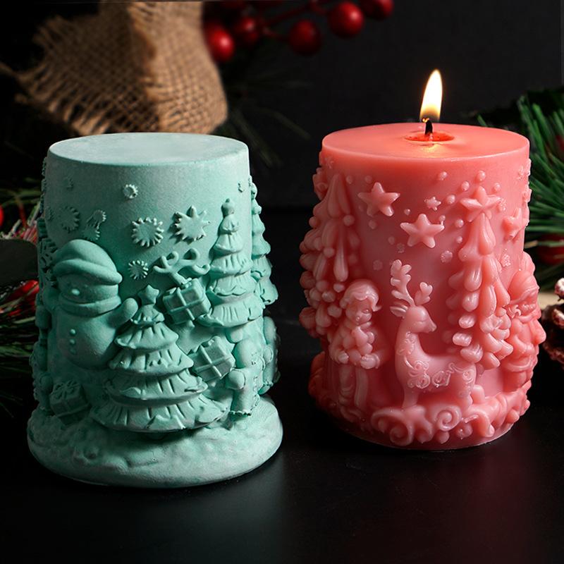 Christmas Tree Mold White Christmas Snowflake Mold Cylinder Candle Mold Cylindrical For Holiday Crafts Festival Ornament Home