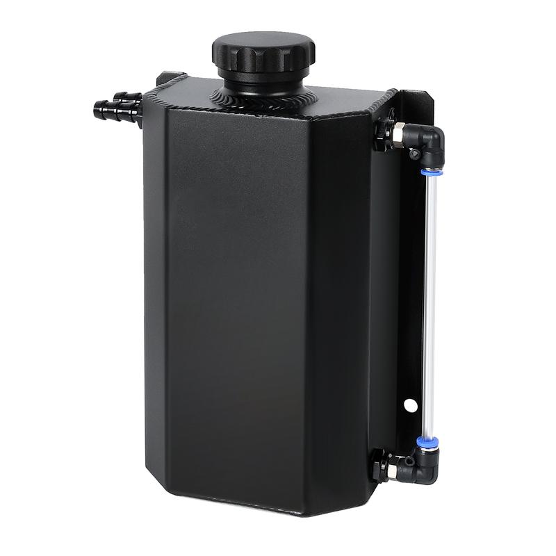 Black Coolant Overflow Tank Aluminium Alloy 2L Capacity Universal Radiator Reservoir Tank for Most Cars