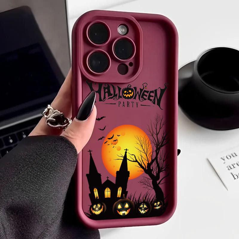 Halloween Castle Moon Soft Silicone Case For iPhone 17 Pro 14 15 Plus 11 12 13 16 Pro Max Coque 16E 17AIR Shockproof Phone Cover