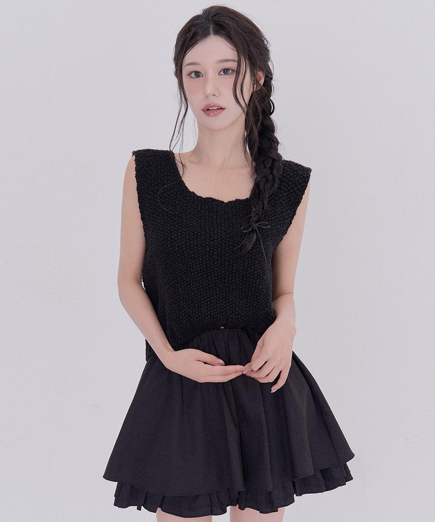 Tetemochi Crochet Knit Vest (Black)