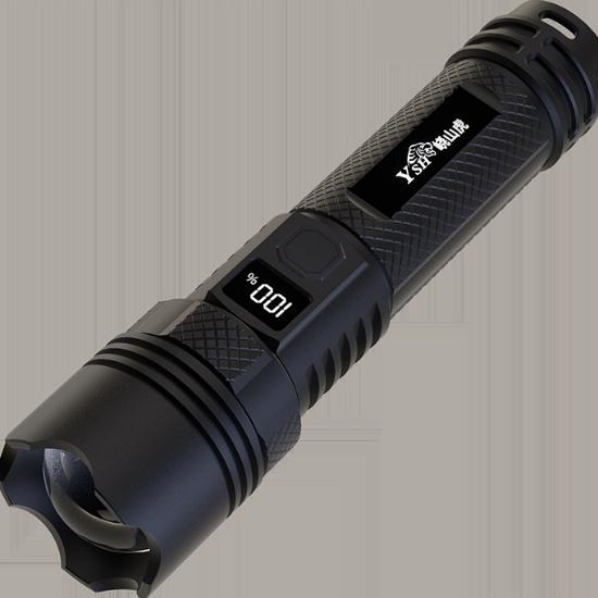 

Цифровой электрический дисплей, мощный свет, многофункциональный телескопический зум, портативный рабочий фонарь для улицы чёрный