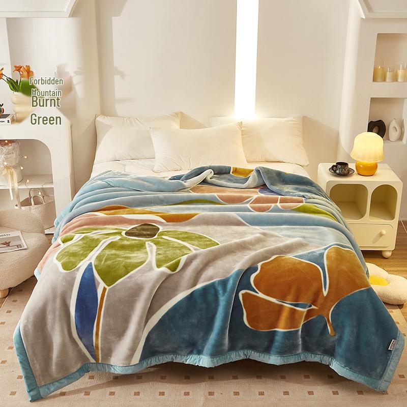 Double-Layer Thickened Raschel Blanket - Super Soft Anti-Static Fleece for Autumn/Winter, Perfect Wedding Gift.