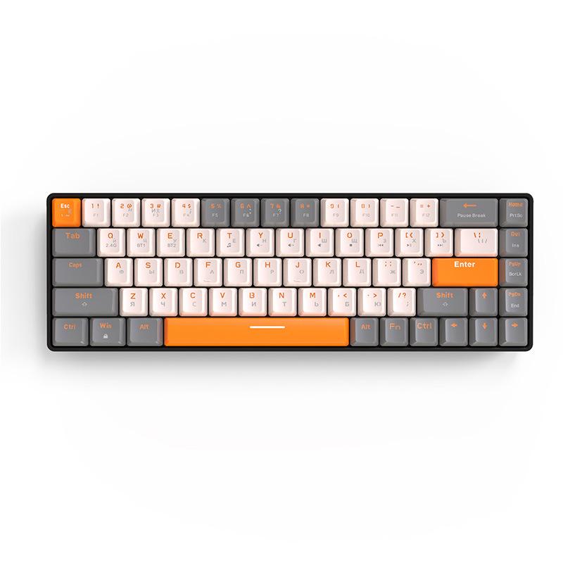 Free Wolf K68 Dual-Mode Bluetooth Mechanical Gaming Keyboard (Hot-Swappable, Russian Layout)
